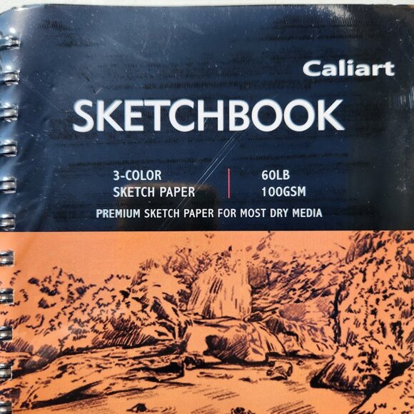 NEW 3-Color Caliart Sketch Paper Pad Notebook Sketchbook Journal 6" x 9" 100 She - Picture 7 of 10